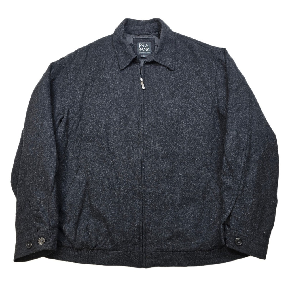 JoS A Bank Wool Bomber Jacket Mens Large Black Gray‎